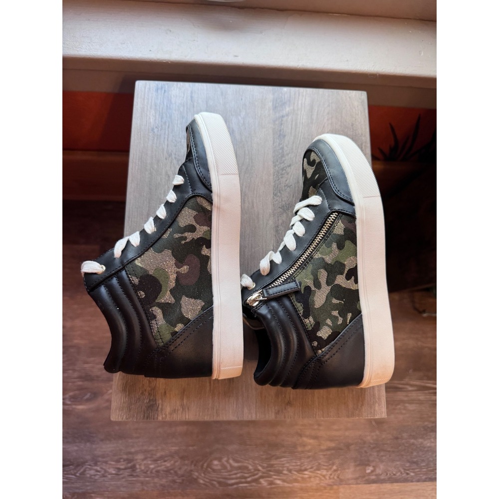 Nine West Womens Camo Glitter High Top Sneakers Black Green Size 8M - Picture 5 of 9